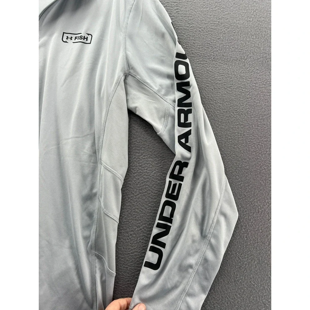Under Armour Fish HeatGear Shirt Mens XL Gray 1/4 Zip Pullover Long Sleeve - Picture 6 of 13